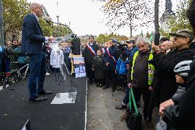 Gathering Of Cyclists In Paris In Tribute To Paul