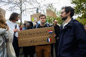 Gathering Of Cyclists In Paris In Tribute To Paul