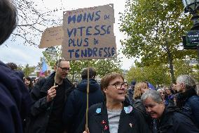 Gathering Of Cyclists In Paris In Tribute To Paul