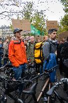 Gathering Of Cyclists In Paris In Tribute To Paul