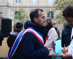 Gathering Of Cyclists In Paris In Tribute To Paul