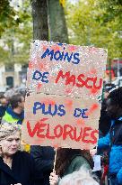 Gathering Of Cyclists In Paris In Tribute To Paul