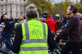 Gathering Of Cyclists In Paris In Tribute To Paul