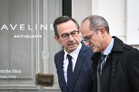 French Interior Minister Bruno Retailleau exits the Elysee Palace FA