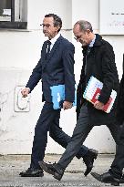 French Interior Minister Bruno Retailleau exits the Elysee Palace FA