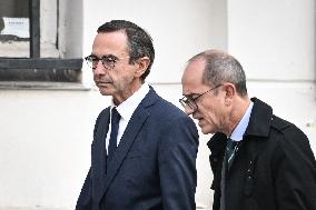 French Interior Minister Bruno Retailleau exits the Elysee Palace FA