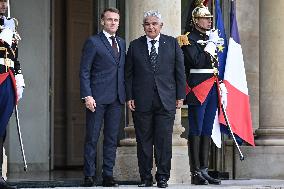 French President Emmanuel Macron welcomes President of Panama Jose Raul Mulino at the Elysee Palace FA