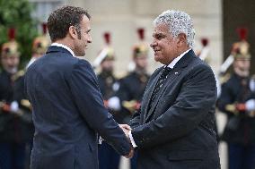 French President Emmanuel Macron welcomes President of Panama Jose Raul Mulino at the Elysee Palace FA