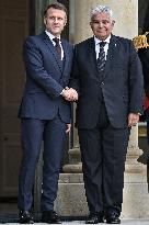 French President Emmanuel Macron welcomes President of Panama Jose Raul Mulino at the Elysee Palace FA