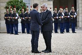 French President Emmanuel Macron welcomes President of Panama Jose Raul Mulino at the Elysee Palace FA