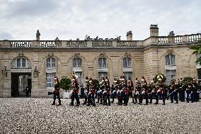 French President Emmanuel Macron welcomes President of Panama Jose Raul Mulino at the Elysee Palace FA