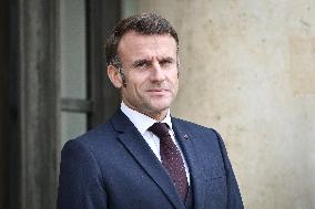 French President Emmanuel Macron welcomes President of Panama Jose Raul Mulino at the Elysee Palace FA