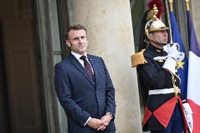 French President Emmanuel Macron welcomes President of Panama Jose Raul Mulino at the Elysee Palace FA