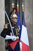 French President Emmanuel Macron welcomes President of Panama Jose Raul Mulino at the Elysee Palace FA