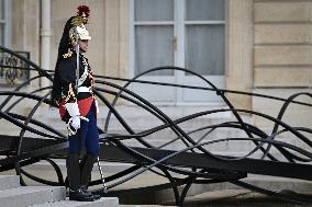 French President Emmanuel Macron welcomes President of Panama Jose Raul Mulino at the Elysee Palace FA