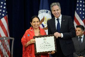 DC: Sec Blinken hold a Secretary of State's Award for Global Anti Racism Champions ceremony