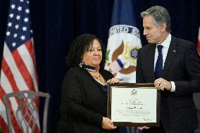 DC: Sec Blinken hold a Secretary of State's Award for Global Anti Racism Champions ceremony