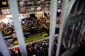 Valencian Fans Protest Before The Match