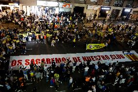 Valencian Fans Protest Before The Match