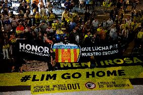 Valencian Fans Protest Before The Match