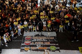 Valencian Fans Protest Before The Match