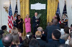 President Joe Biden and first lady Dr. Jill Biden deliver remarks at a National Arts and Humanities Reception