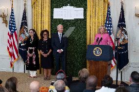 President Joe Biden and first lady Dr. Jill Biden deliver remarks at a National Arts and Humanities Reception