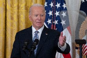 President Joe Biden and first lady Dr. Jill Biden deliver remarks at a National Arts and Humanities Reception