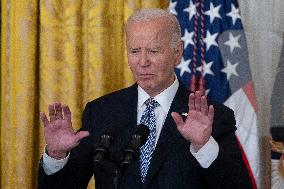 President Joe Biden and first lady Dr. Jill Biden deliver remarks at a National Arts and Humanities Reception