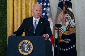 President Joe Biden and first lady Dr. Jill Biden deliver remarks at a National Arts and Humanities Reception