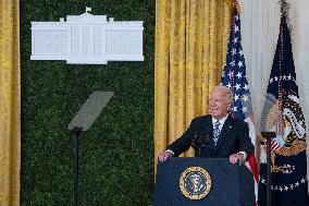 President Joe Biden and first lady Dr. Jill Biden deliver remarks at a National Arts and Humanities Reception