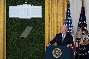 President Joe Biden and first lady Dr. Jill Biden deliver remarks at a National Arts and Humanities Reception