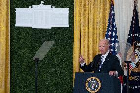 President Joe Biden and first lady Dr. Jill Biden deliver remarks at a National Arts and Humanities Reception