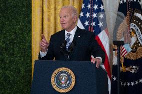 President Joe Biden and first lady Dr. Jill Biden deliver remarks at a National Arts and Humanities Reception