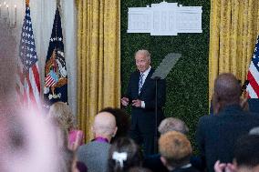 President Joe Biden and first lady Dr. Jill Biden deliver remarks at a National Arts and Humanities Reception