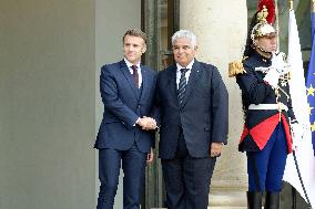 France's President Macron And Panama's President Jose Raul Mulino Before A Meeting At The Elysee In Paris