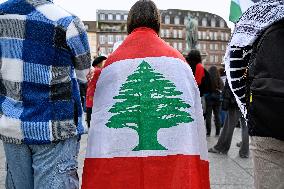 Demonstration in Support of Lebanon and Palestine - Strasbourg