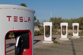 Tesla Supercharger Electric Car Charging Station