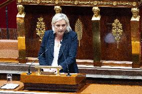 Marine Le Pen speech during a debate on the 2025 finance bill - Paris