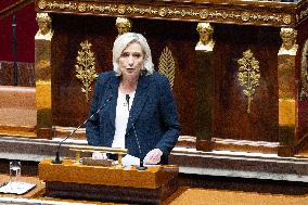 Marine Le Pen speech during a debate on the 2025 finance bill - Paris