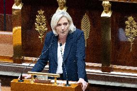 Marine Le Pen speech during a debate on the 2025 finance bill - Paris