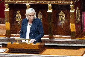 Marine Le Pen speech during a debate on the 2025 finance bill - Paris