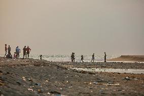 Trash And Filth Along Paruthiyoor Beach