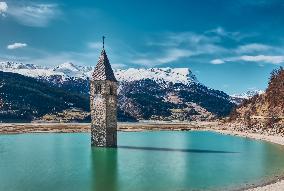 Submerged Bell Tower In Lake Resia