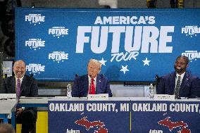 Trump Takes Part In A Round Table - Michigan