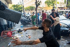 Displaced People Protest Eviction - Beirut