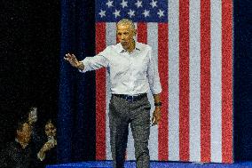 Barack Obama Campaigns With Tim Walz On First Day Of Early Voting In Wisconsin