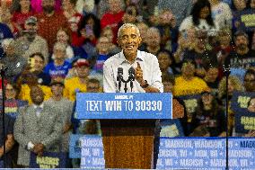 Barack Obama Campaigns With Tim Walz On First Day Of Early Voting In Wisconsin