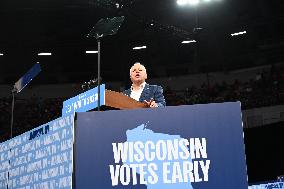 Former U.S. President Barack Obama And Minnesota Gov. Tim Walz Speak At Campaign Rally In Madison Wisconsin