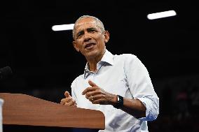 Former U.S. President Barack Obama And Minnesota Gov. Tim Walz Speak At Campaign Rally In Madison Wisconsin